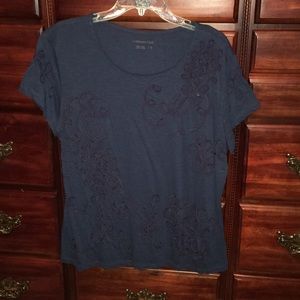 Cold water Creek XL navy blue top